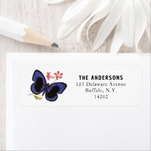 Blue Butterfly Elegant Insect Art Return Address