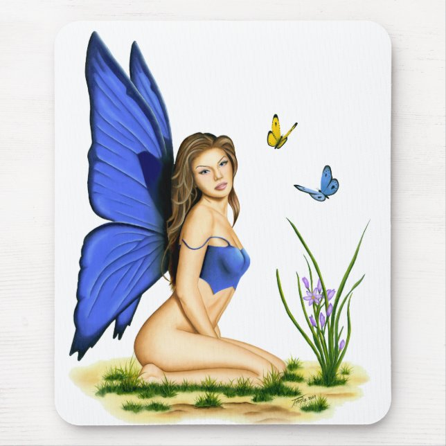 "Blue Butterfly Fairy"  Mousepad (Front)