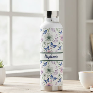 Blue Butterfly Floral Bottle – Soft Garden Gift