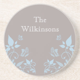 Blue Butterfly Floral Coaster