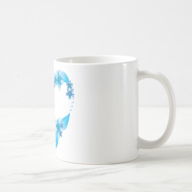 Blue Butterfly Floral Heart Coffee Mug (Right)