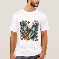 Blue Butterfly Floral T-Shirt