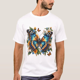 Blue Butterfly Floral T-Shirt