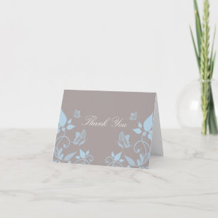 Blue Butterfly Floral Thank You Card
