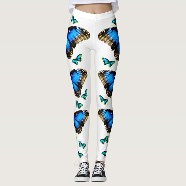 Blue Butterfly Full Length Leggings (Front)