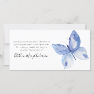 Blue Butterfly Funeral Thank You Card