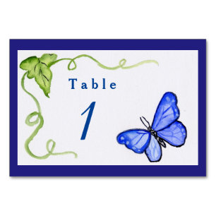 Blue Butterfly Garden Custom Number Table Cards