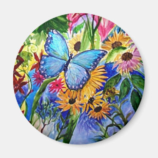 Blue Butterfly Garden Magnet