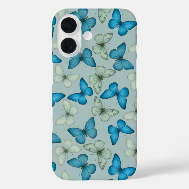 Blue Butterfly Garden Pattern Case-Mate iPhone Case (Back)