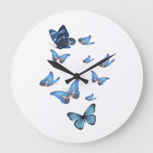 Blue Butterfly Garden Wall Clock – Elegant Nature