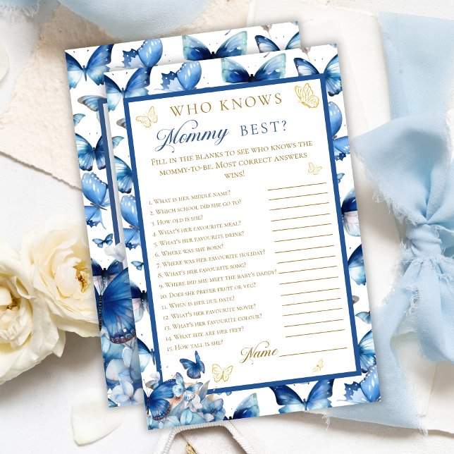 Blue Butterfly Gold Accent Who Knows Mummy Best  (Creator Uploaded)