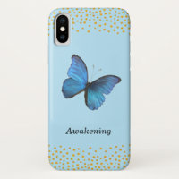 Blue Butterfly & Gold Confetti
