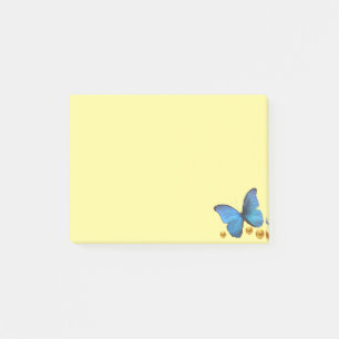Blue Butterfly & Gold Confetti Dots Post-it Notes