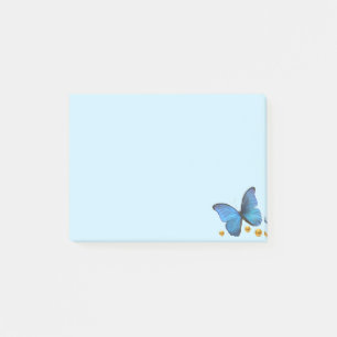 Blue Butterfly & Gold Confetti on Light Blue Post-it Notes