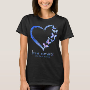 Blue Butterfly Heart I'm A Survivor Colon Cancer A T-Shirt