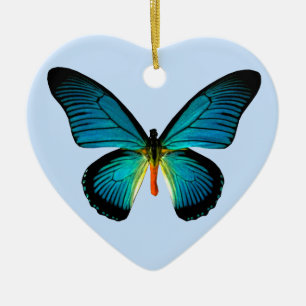 Blue Butterfly Heart Ornament