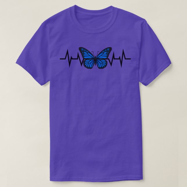 Blue Butterfly Heartbeat T-Shirt (Design Front)