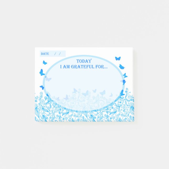 Blue Butterfly Helpful Healing Self Help Gratitude Post-it Notes (Front)