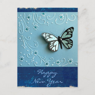 Blue Butterfly Holiday Postcard