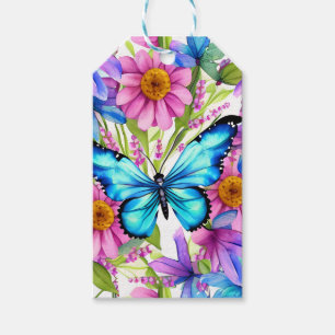 Blue Butterfly In a Field of Flowers Gift Tags