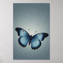 Blue Butterfly in Flat Minimalist Style