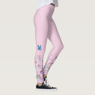 Blue Butterfly in Flowers  Leggings