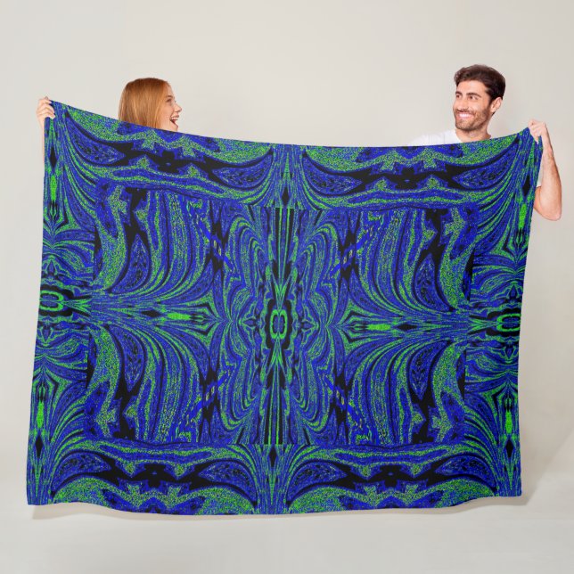 Blue Butterfly in Green Fleece Blanket (In Situ)