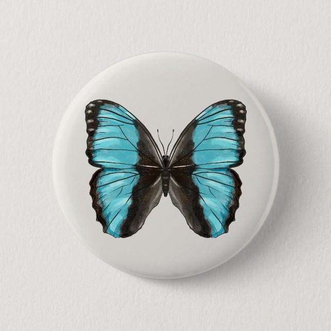 Blue Butterfly Insect Art Nature Lover 6 Cm Round Badge (Front)
