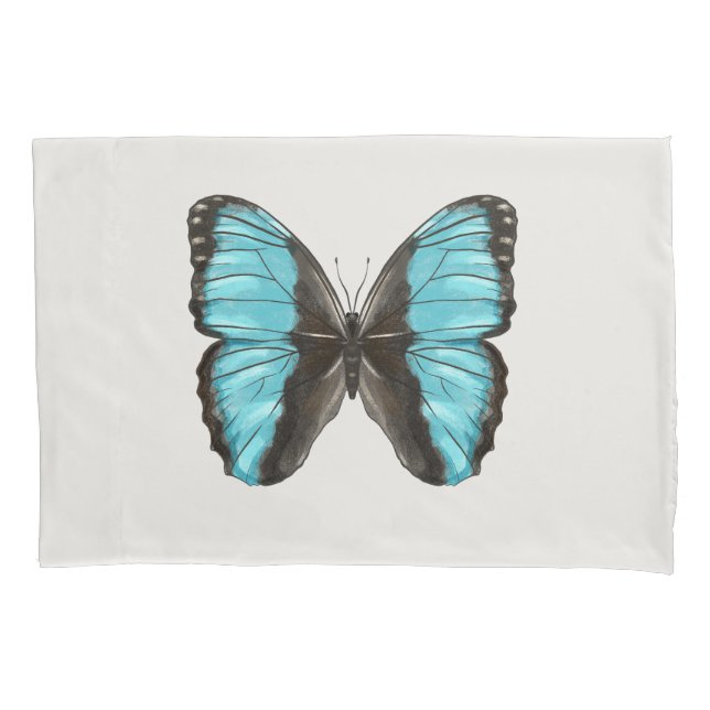 Blue Butterfly Insect Art Nature Lover Pillowcase (Front)