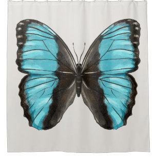 Blue Butterfly Insect Art Nature Lover Shower Curtain