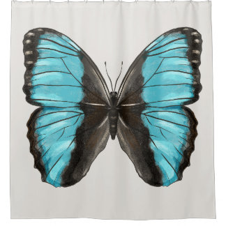 Blue Butterfly Insect Art Nature Lover Shower Curtain