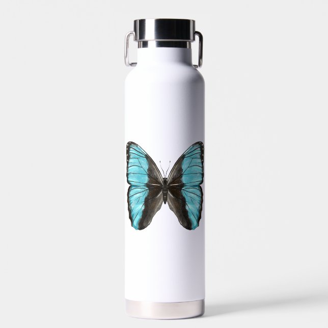 Blue Butterfly Insect Art Nature Lover Water Bottle (Front)