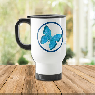Blue Butterfly Jewel Personalised Travel Mug