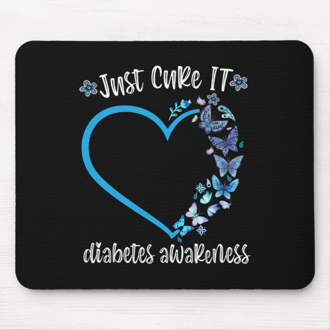 Blue Butterfly Just Cure It November diabetes awar Mouse Mat (Front)