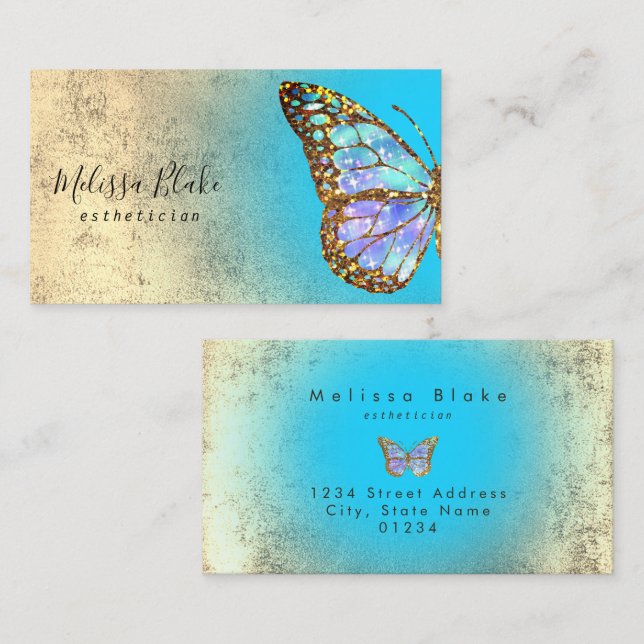 blue butterfly logo business card (Front/Back)