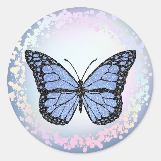 blue butterfly logo classic round sticker (Front)