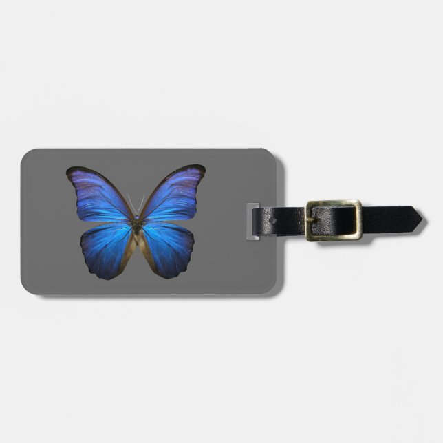 blue butterfly luggage tag (Front Horizontal)