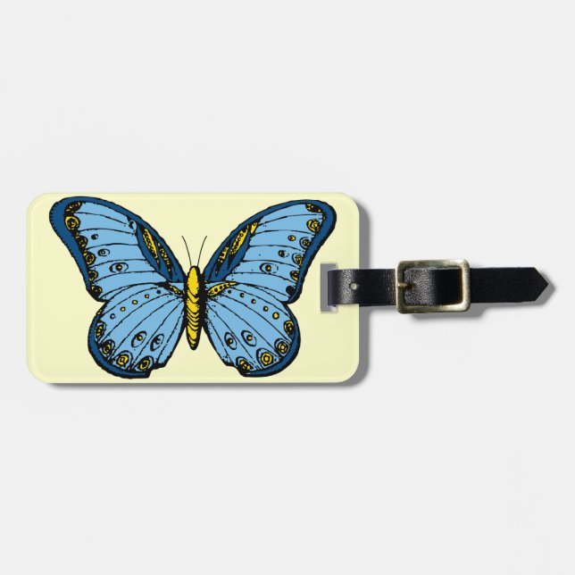 Blue Butterfly Luggage Tag (Front Horizontal)