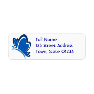 Blue Butterfly Mailing Label