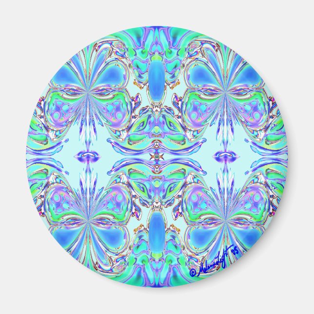 "Blue Butterfly Mandala" Magnet (Front)