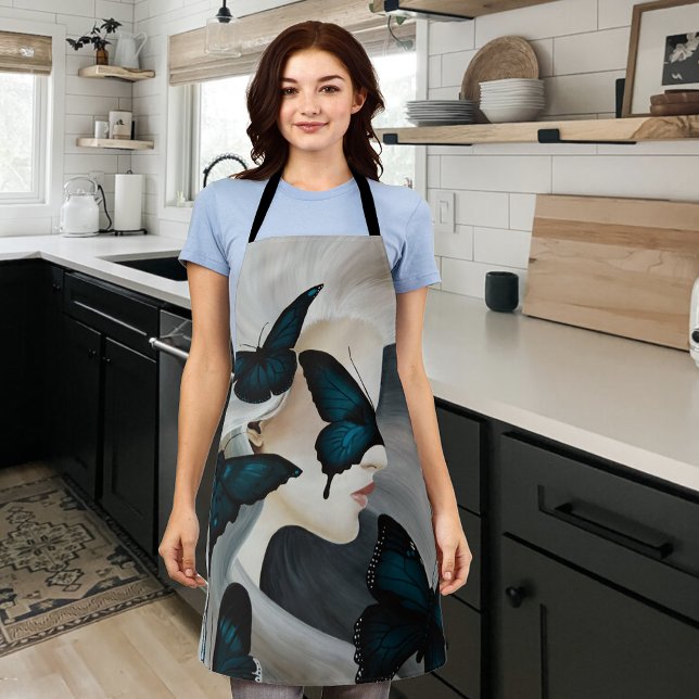 Blue Butterfly Masquerade Elegant Fantasy  Apron (Creator Uploaded)
