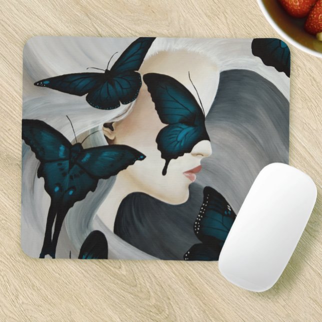 Blue Butterfly Masquerade Elegant Fantasy  Mouse Mat (Creator Uploaded)