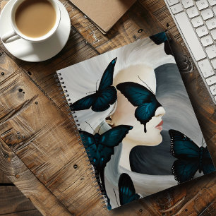 Blue Butterfly Masquerade Elegant Fantasy  Notebook