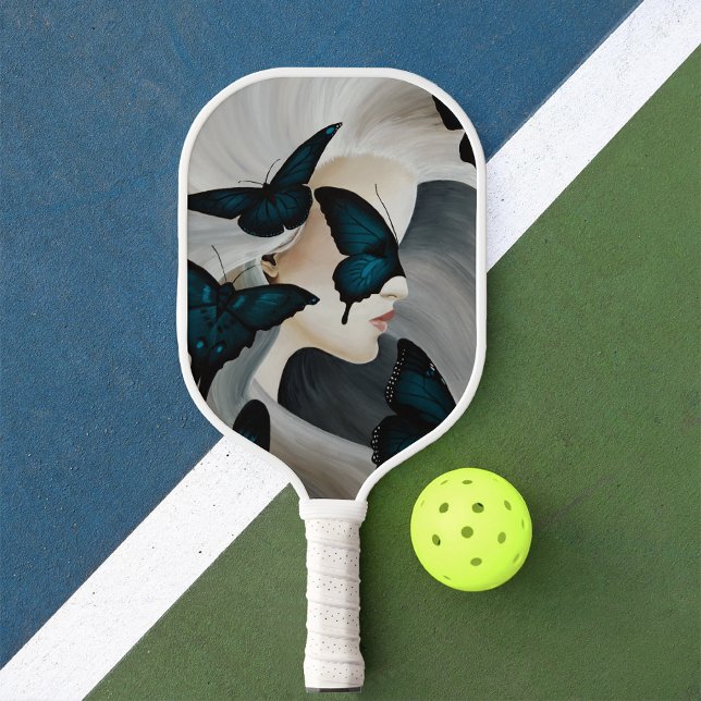 Blue Butterfly Masquerade Elegant Fantasy  Pickleball Paddle (Creator Uploaded)