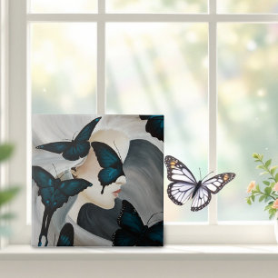 Blue Butterfly Masquerade Elegant Fantasy  Tile
