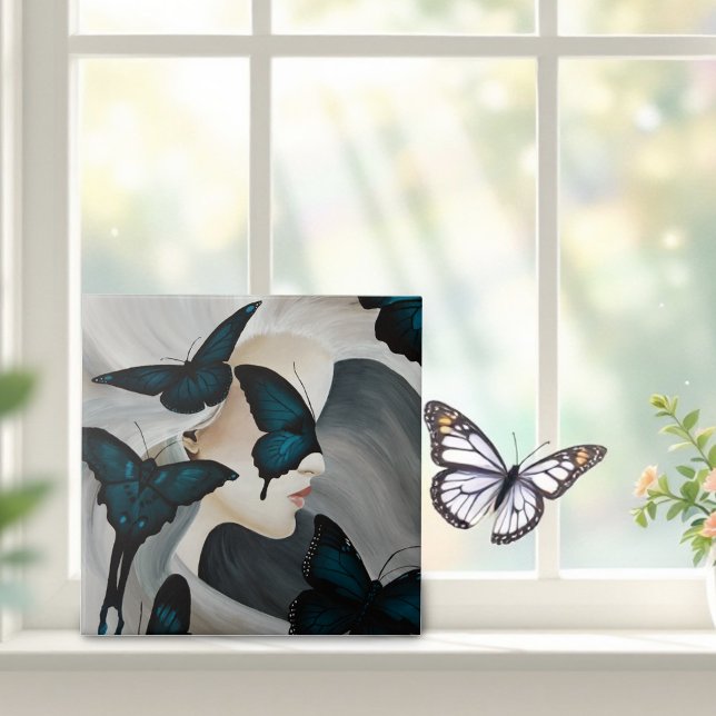 Blue Butterfly Masquerade Elegant Fantasy  Tile (Creator Uploaded)