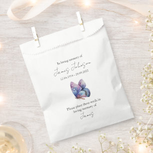 Blue Butterfly Memorial Funeral Seed Favour Bags