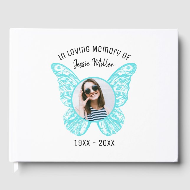 Blue Butterfly Memorial Guest Book (Front)