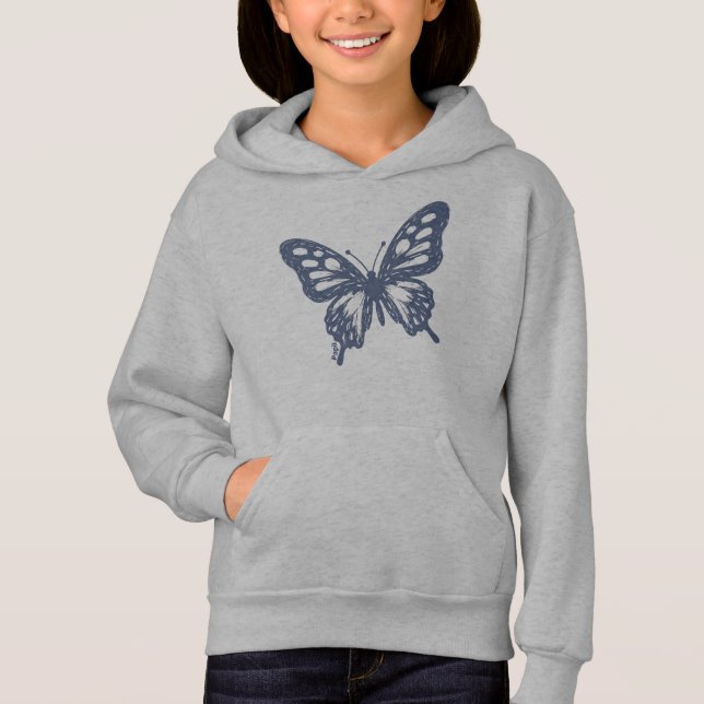 Blue Butterfly Minimal Nature Art by Papil (Front)