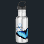 Blue Butterfly Monogram 532 Ml Water Bottle<br><div class="desc">This beautiful water bottle,  design featuring a striking blue butterfly,  with initial and name,  would make the perfect gift for school lunches,  Matching lunch box available too!</div>
